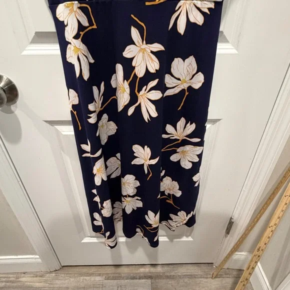 Tahari Women Dress Floral Faux Wrap Navy Blue Short Sleeve XL - Picture 3 of 13